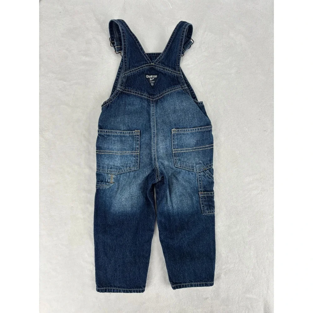 OshKosh B’gosh‎ Denim Overalls 2T Blue Vestbak Logo Classic Workwear Toddler